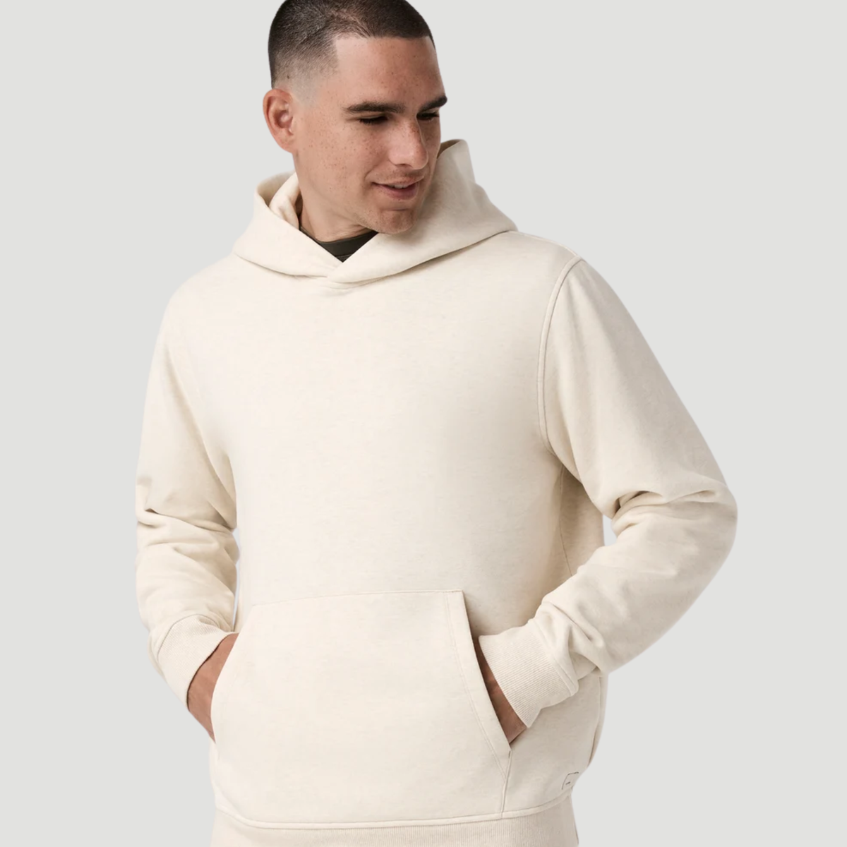 Vuori Mens Seaside Pullover Hoodie 2.0-Buttermilk Heather