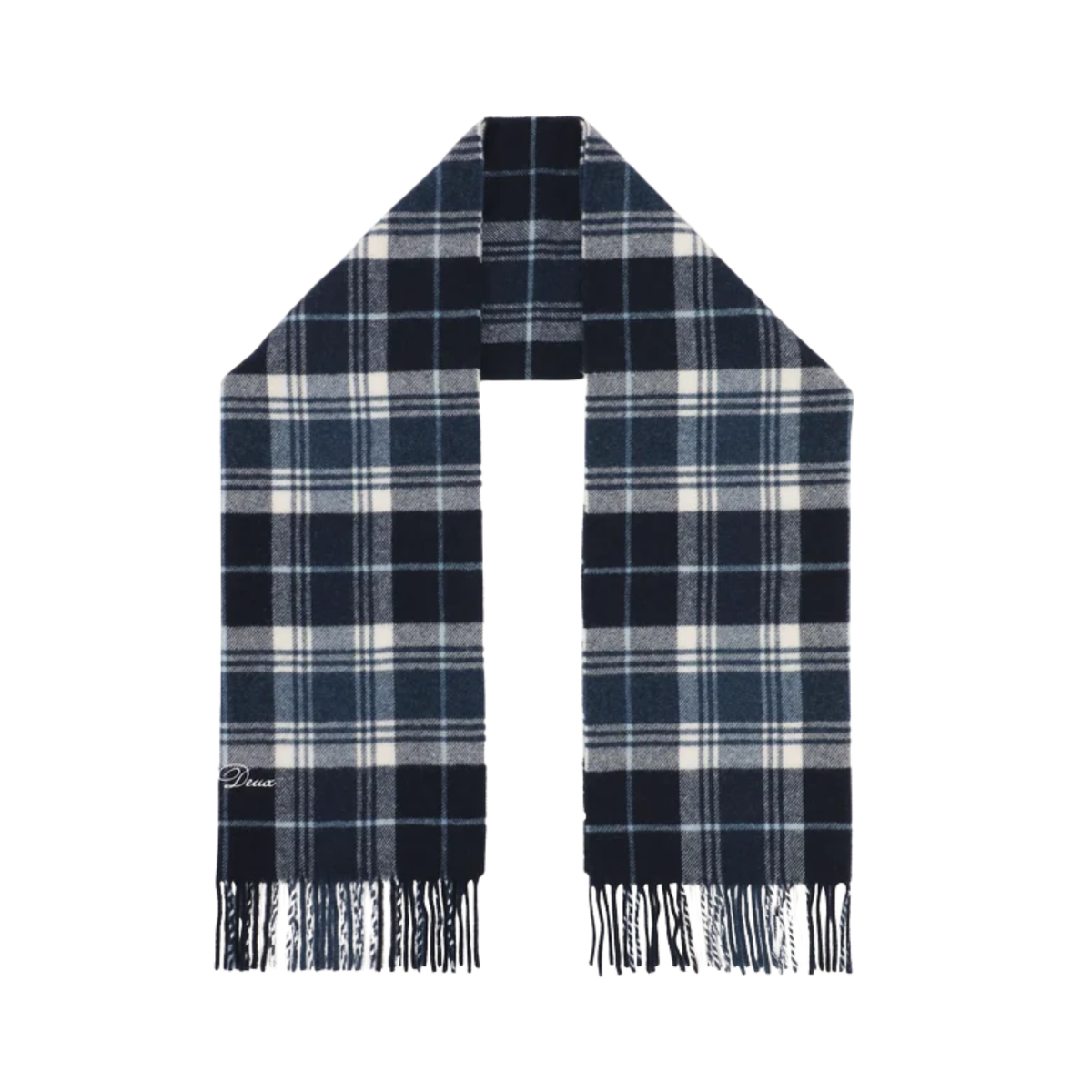 Les Deux Mens Signature Check Scarf-Dark Navy 