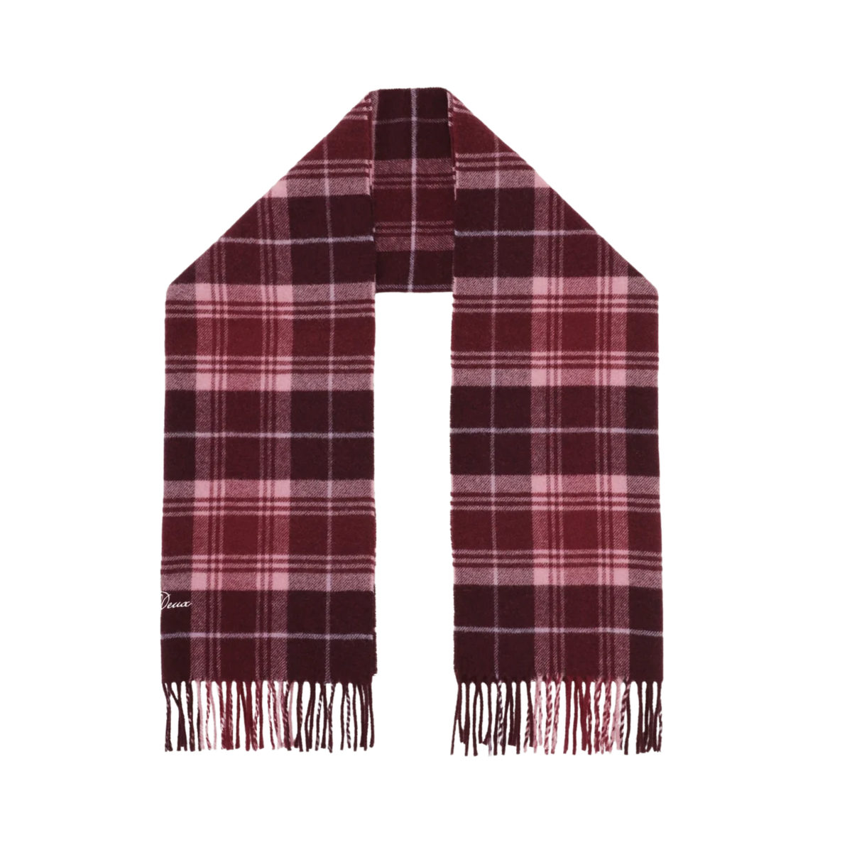 Les Deux Mens Signature Check Scarf-Chocolate Truffle Red 