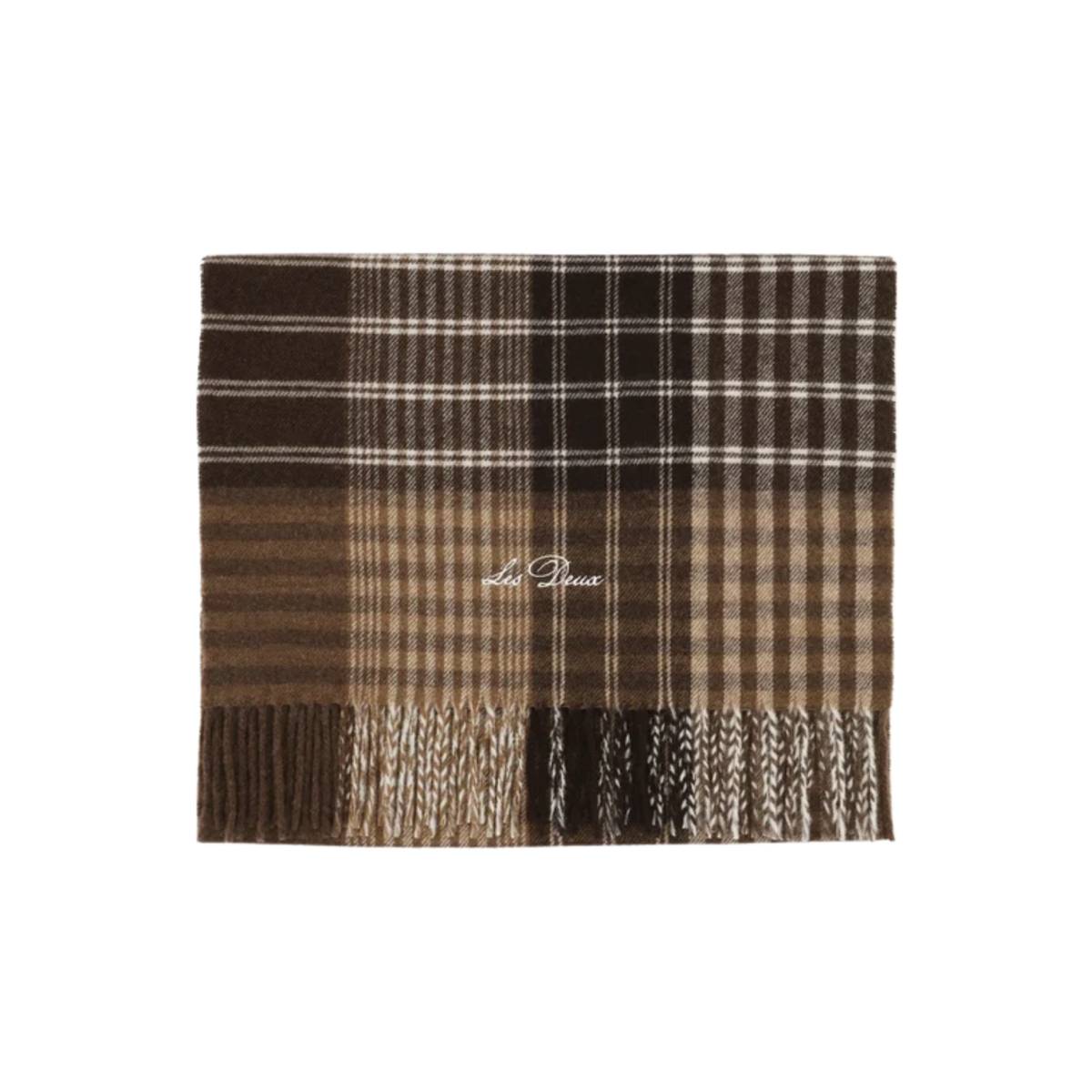 Les Deux Mens Signature Patchwork Check Scarf-MolÃ© Brown 