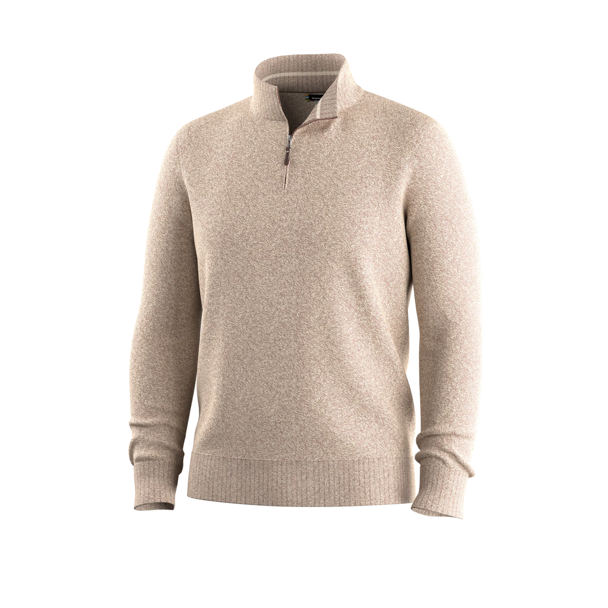 Smartwool Mens Sparwood 1/4 Zip Sweater-Mocha Heather Marl