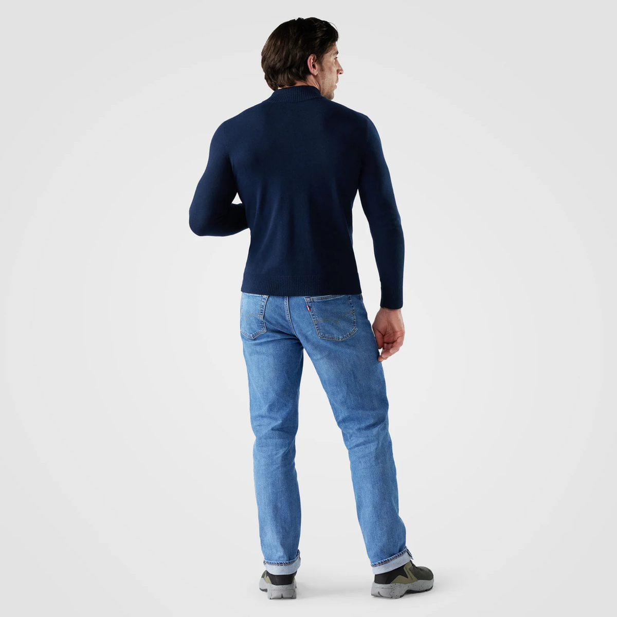 Smartwool Mens Sparwood 1/4 Zip Sweater-Deep Navy Heather