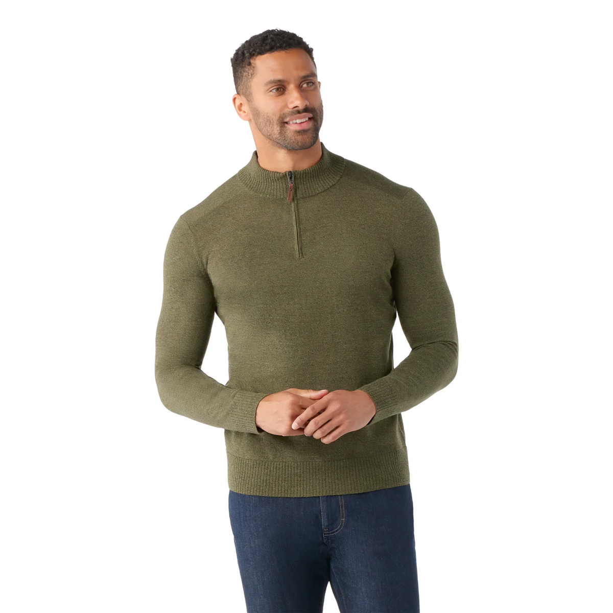 Smartwool Mens Sparwood 1/4 Zip Sweater-North Woods Heather