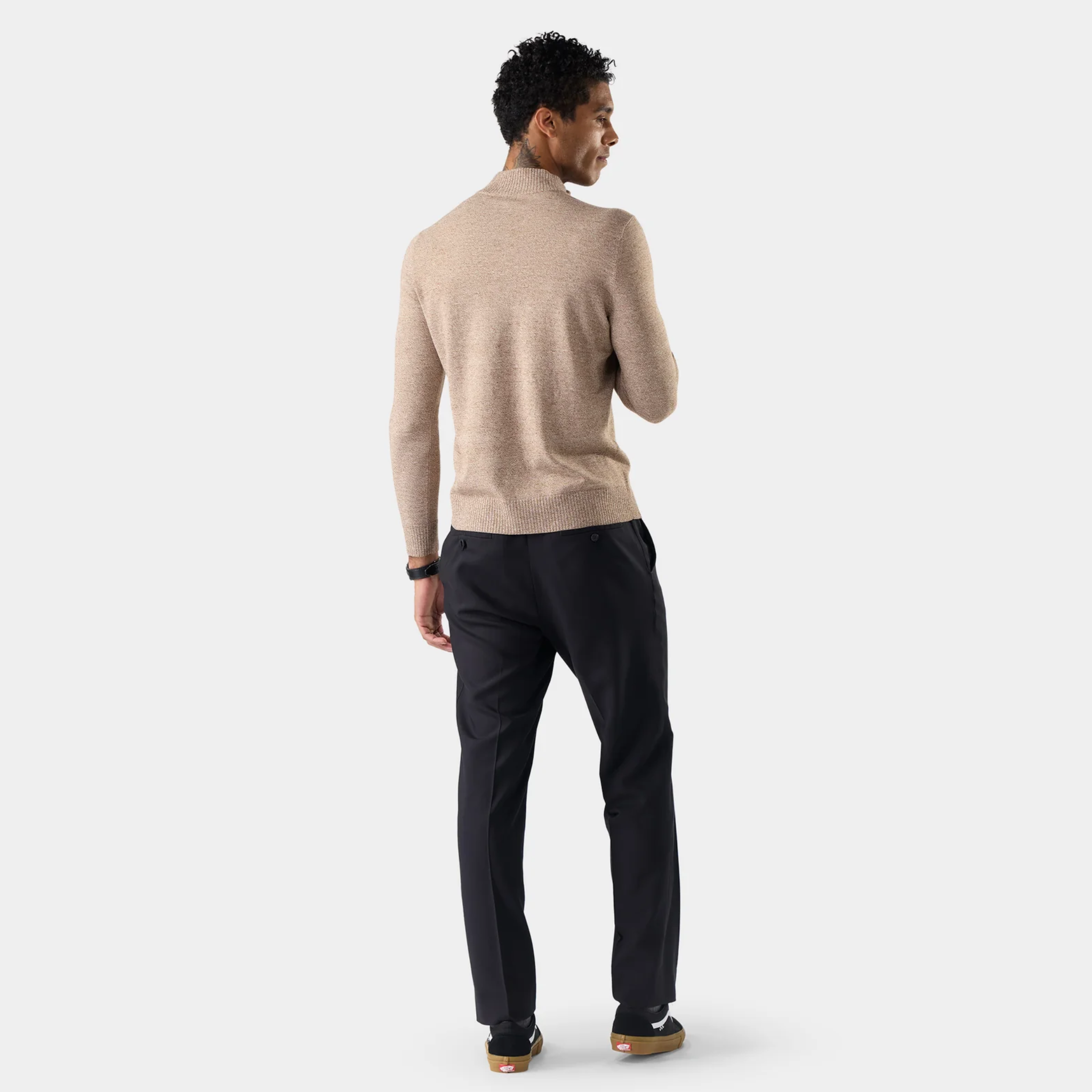 Smartwool Mens Sparwood 1/4 Zip Sweater-Mocha Heather Marl