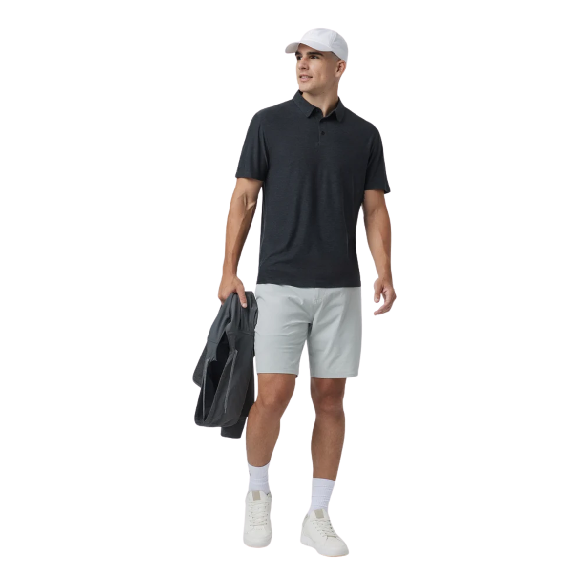Vuori Mens Strato Tech Polo- Charcoal Heather 