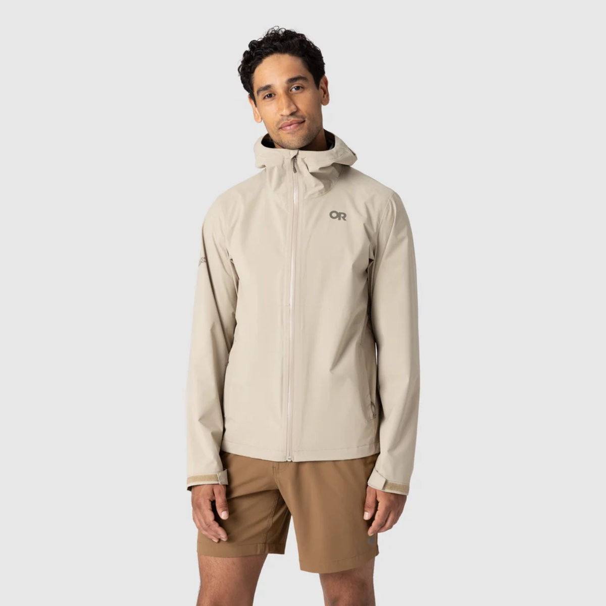 Outdoor Research Mens Stratoburst Stretch Rain Jacket-Pro Khaki