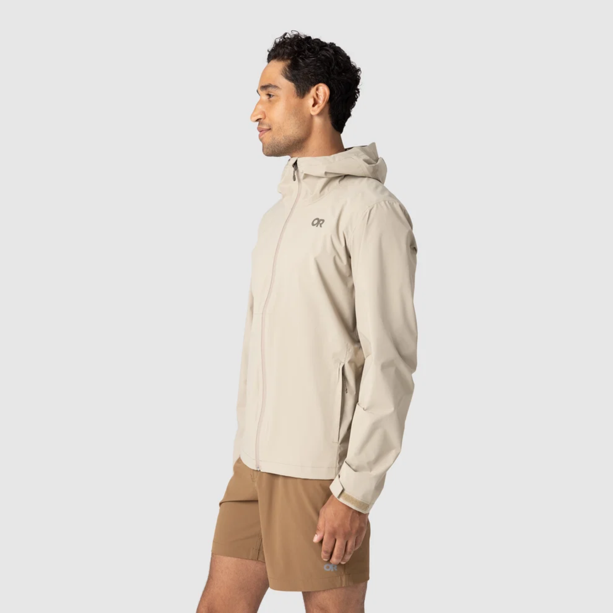 Outdoor Research Mens Stratoburst Stretch Rain Jacket-Pro Khaki