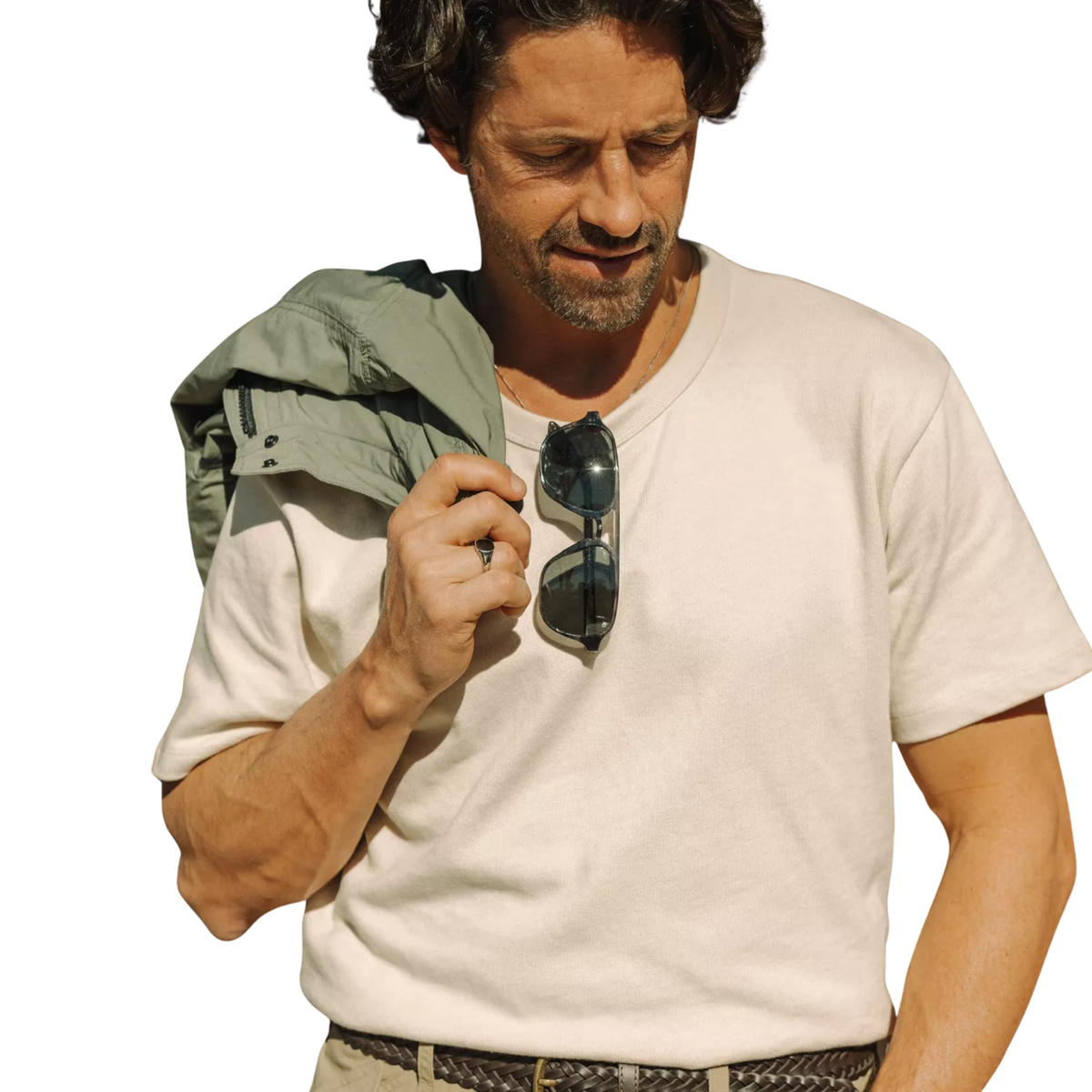 Flint and Tinder Mens Surplus Heavy T shirt-Egret