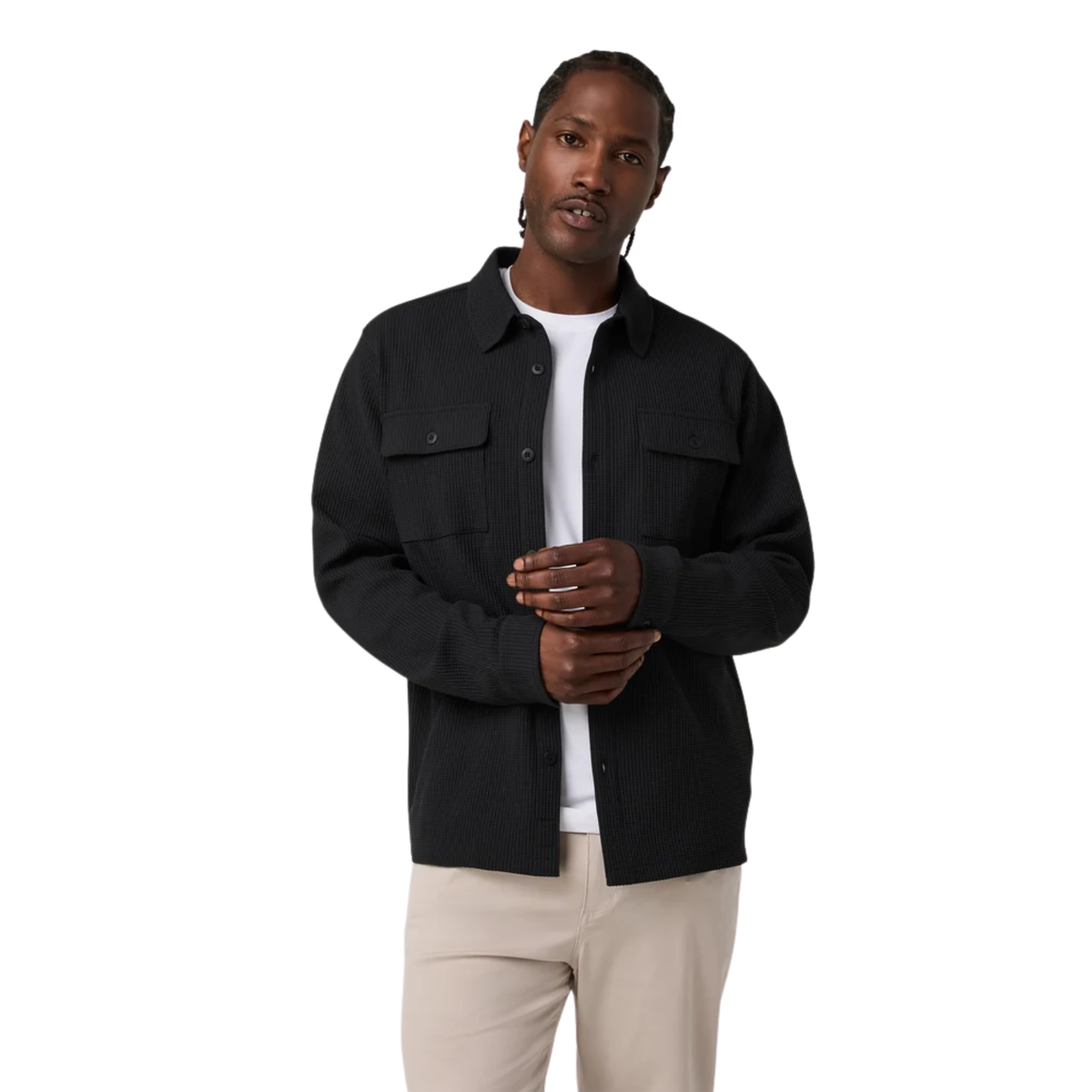 Vuori Mens Tech Waffle Shirt Jacket-Black