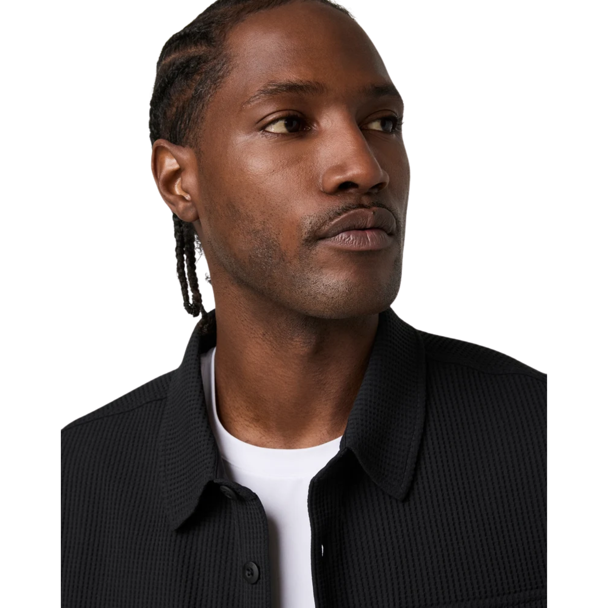 Vuori Mens Tech Waffle Shirt Jacket-Black