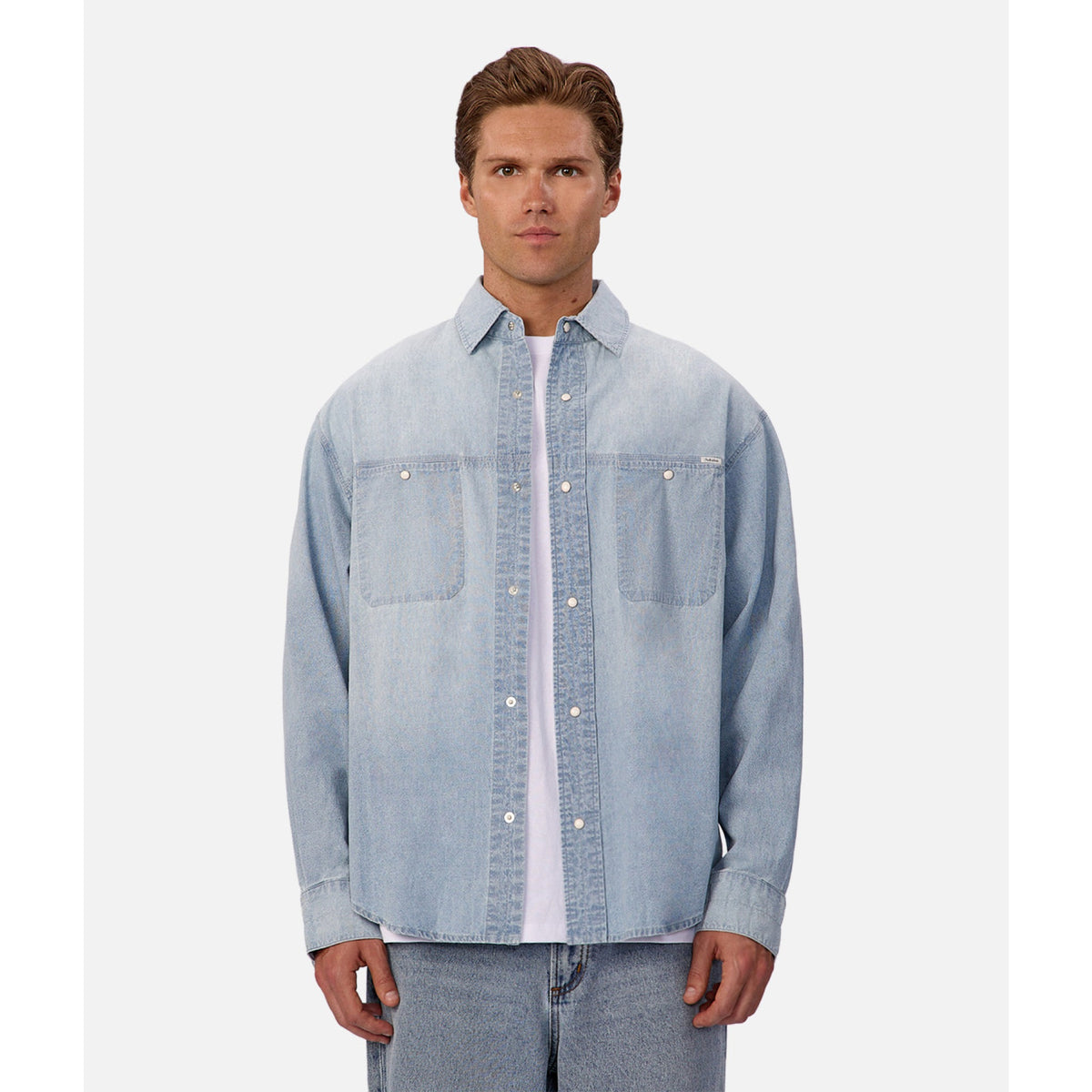 Industrie Mens The Chambray Nebraska L/S Shirt - Chambray