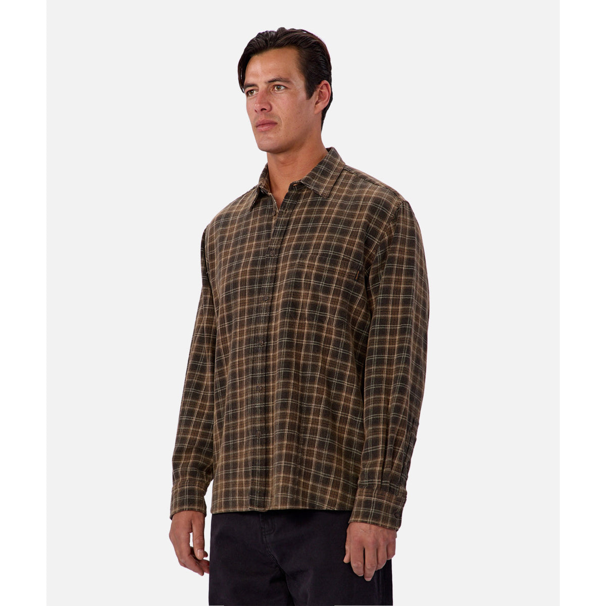 Industrie Mens The Maple L/S Shirt-Charc/Maple 
