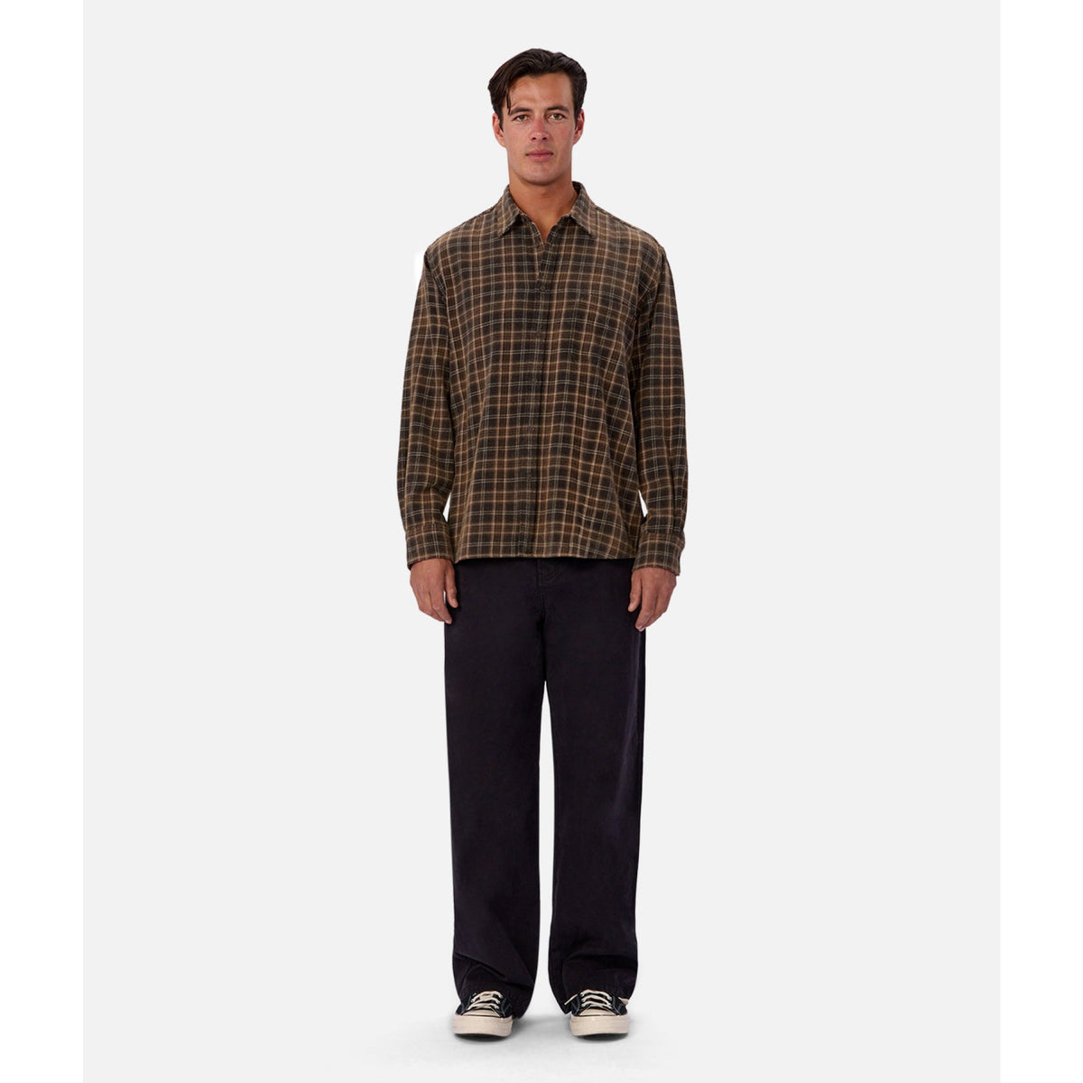 Industrie Mens The Maple L/S Shirt-Charc/Maple 