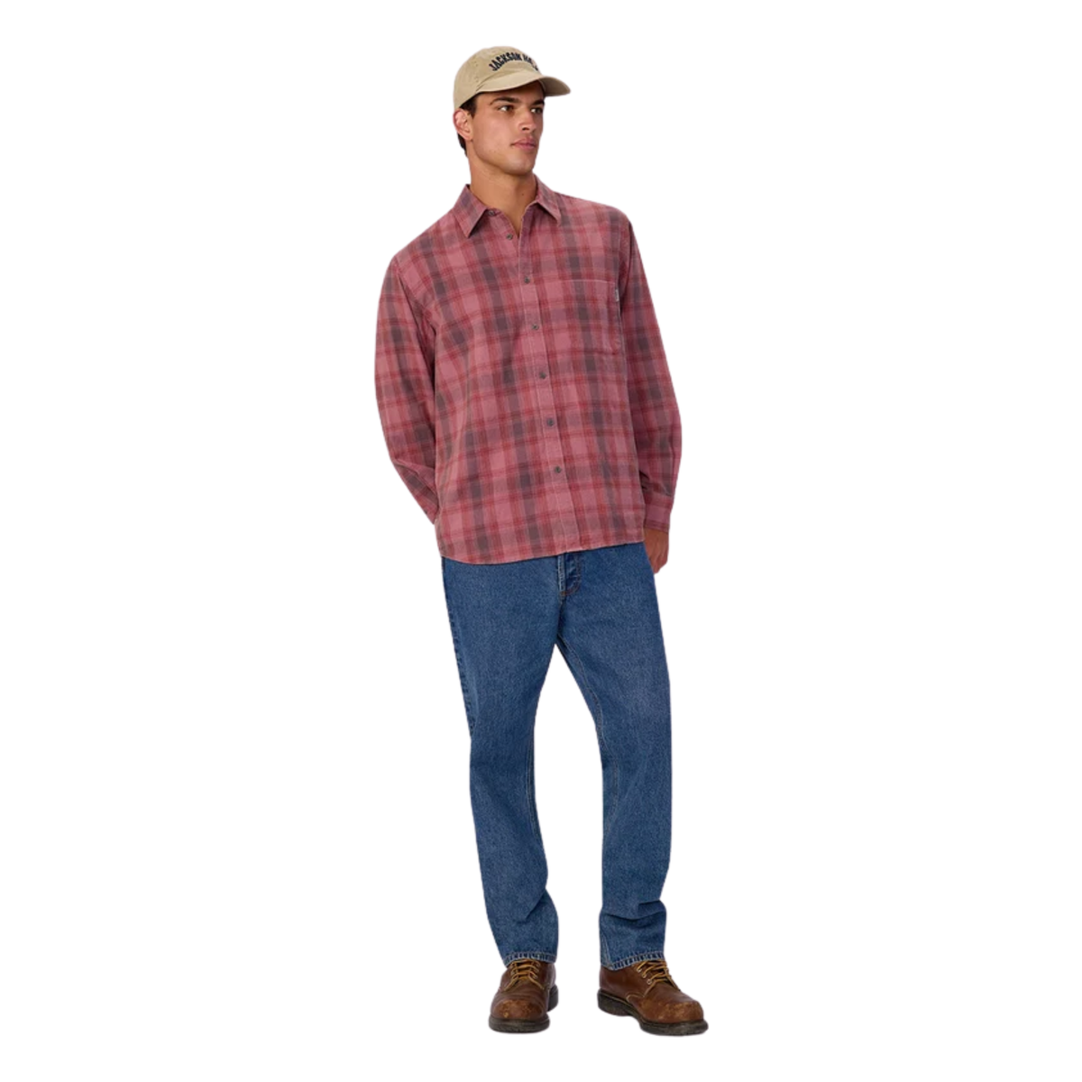 Industrie Mens The Santa Rosa Long Sleeve Shirt-Washed Berry