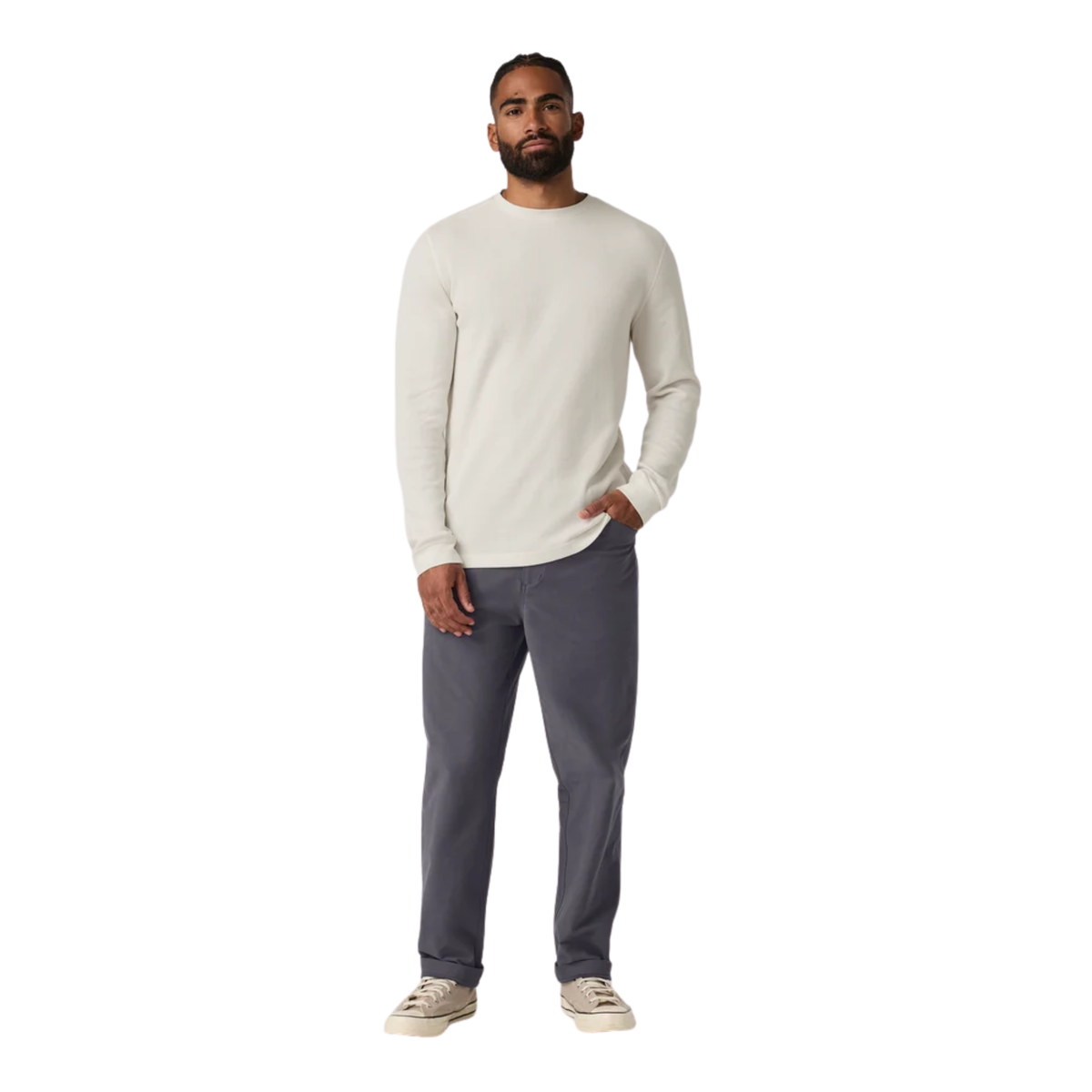 Vuori Mens Waffle Crew-Marshmallow
