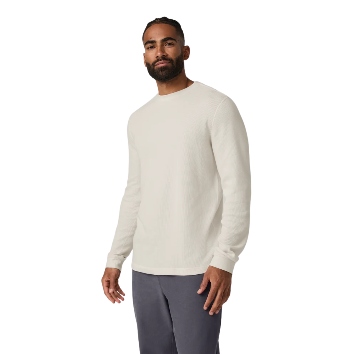 Vuori Mens Waffle Crew-Marshmallow
