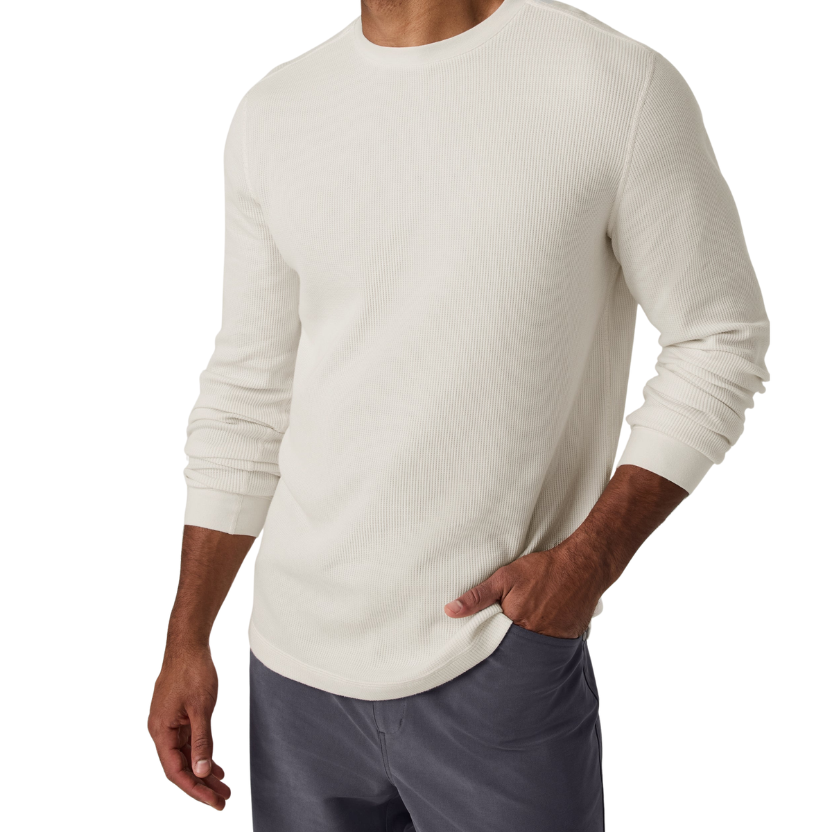 Vuori Mens Waffle Crew-Marshmallow