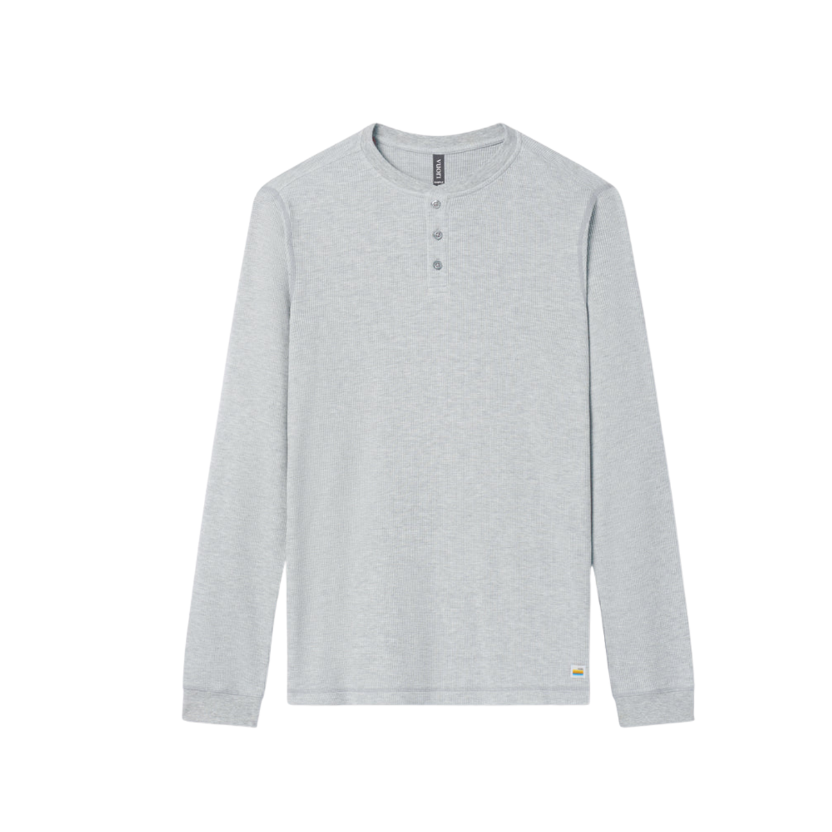 Vuori Mens Waffle Henley-Light Heather Grey