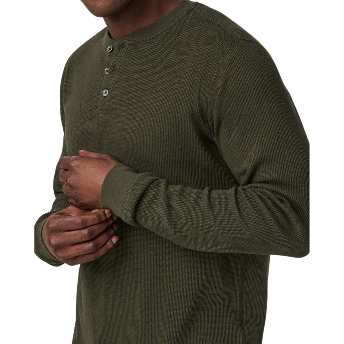Vuori Mens Waffle Henley-Olive