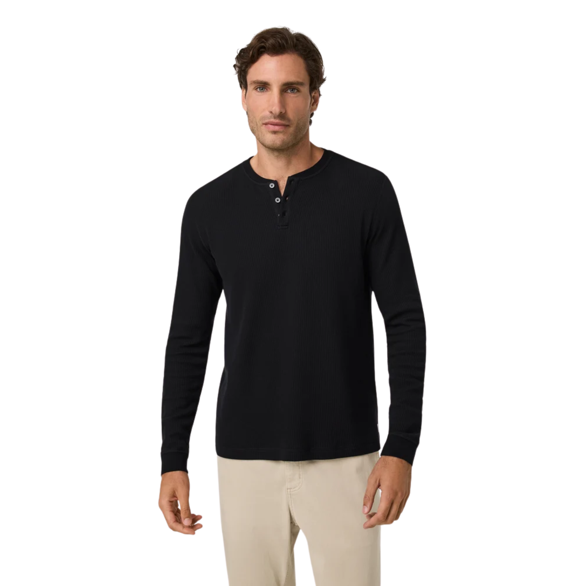 Vuori Mens Waffle Henley- Black