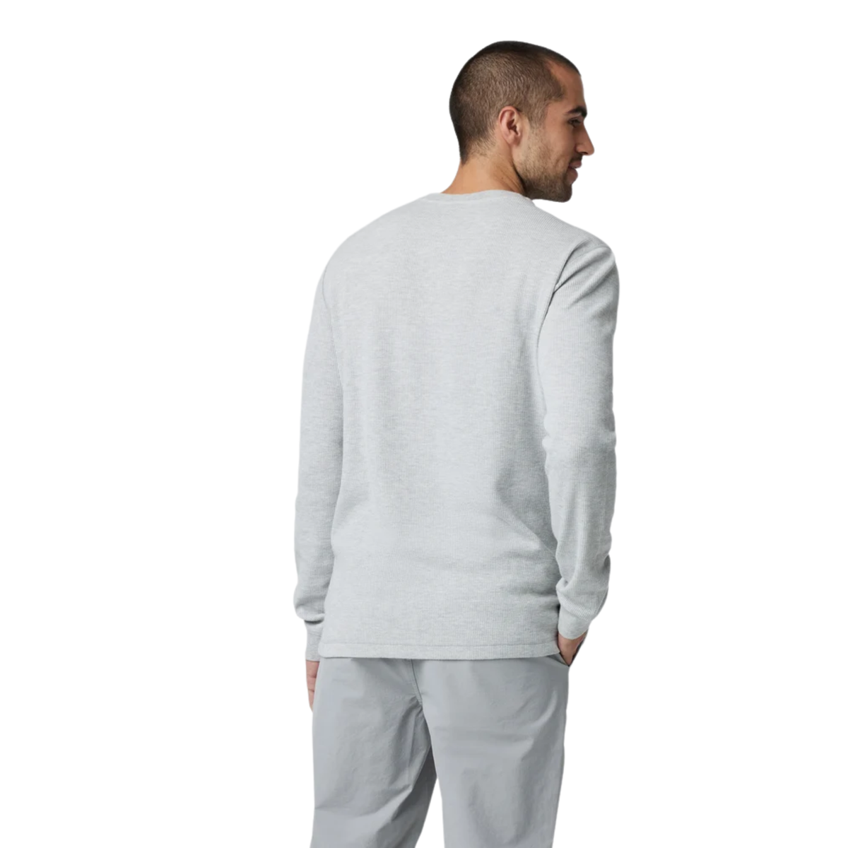 Vuori Mens Waffle Henley- Light Heather Grey