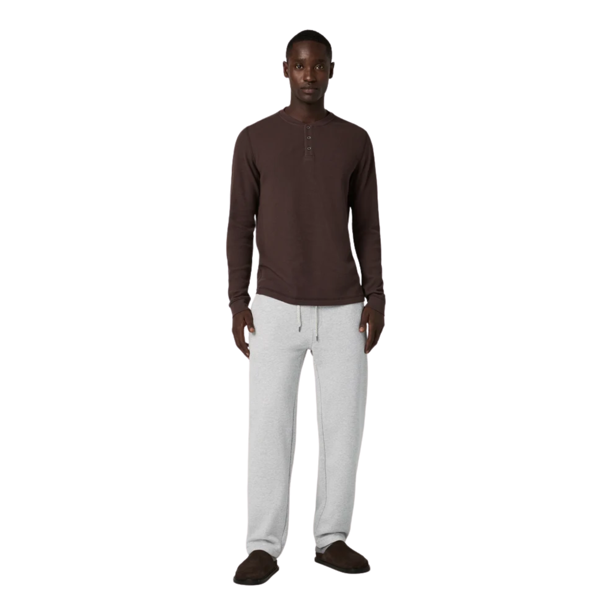 Vuori Mens Waffle Henley- French Roast