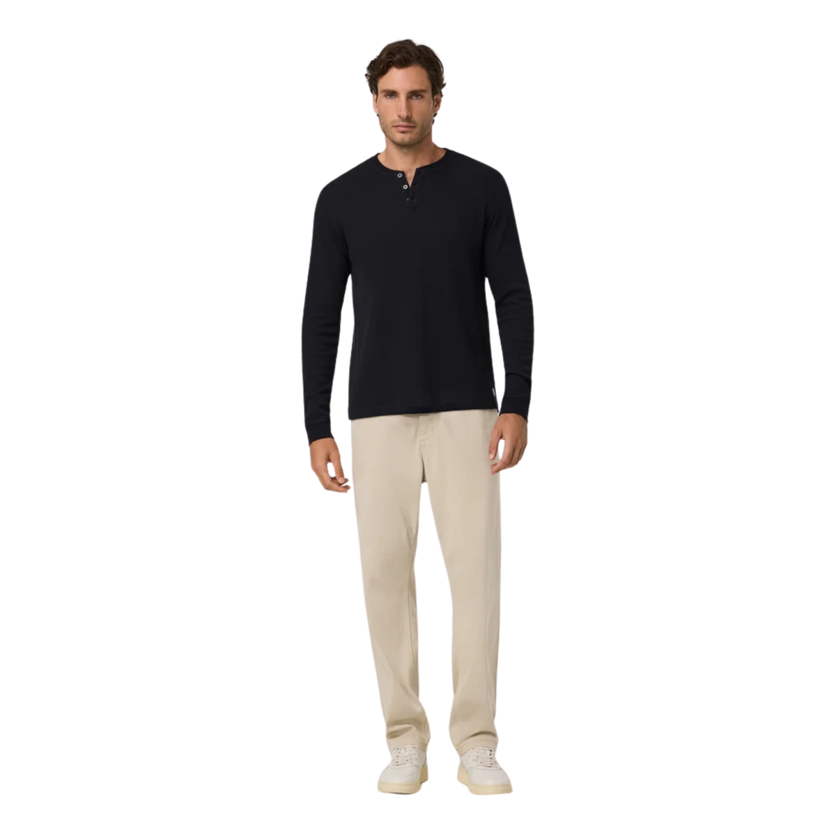 Vuori Mens Waffle Henley- Black