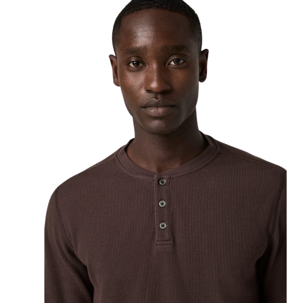 Vuori Mens Waffle Henley- French Roast