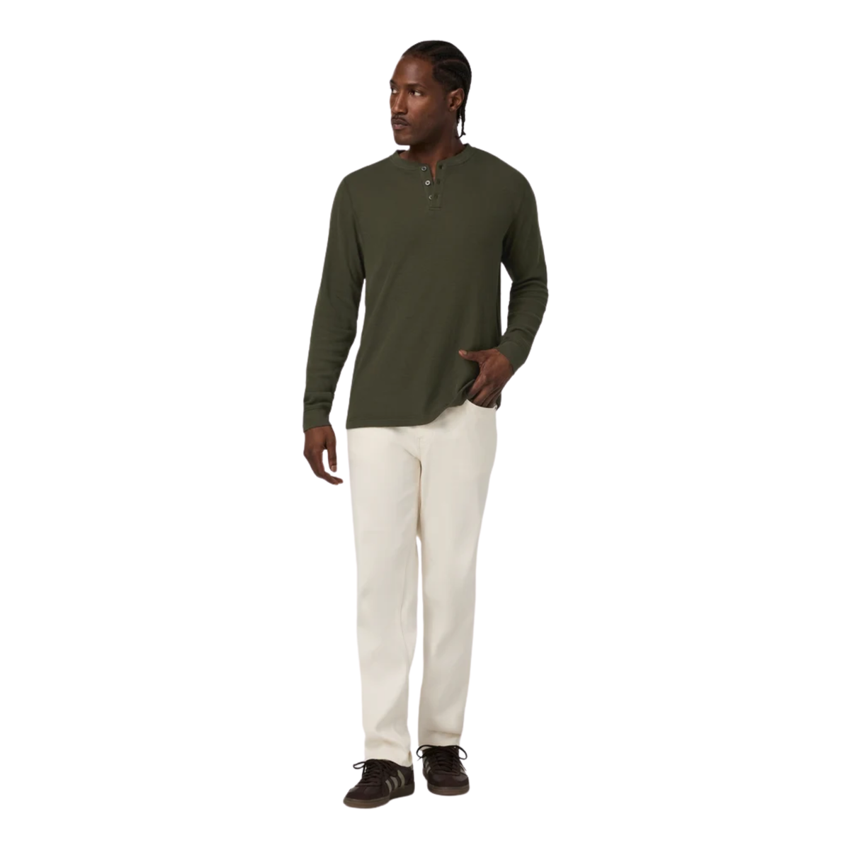 Vuori Mens Waffle Henley-Olive