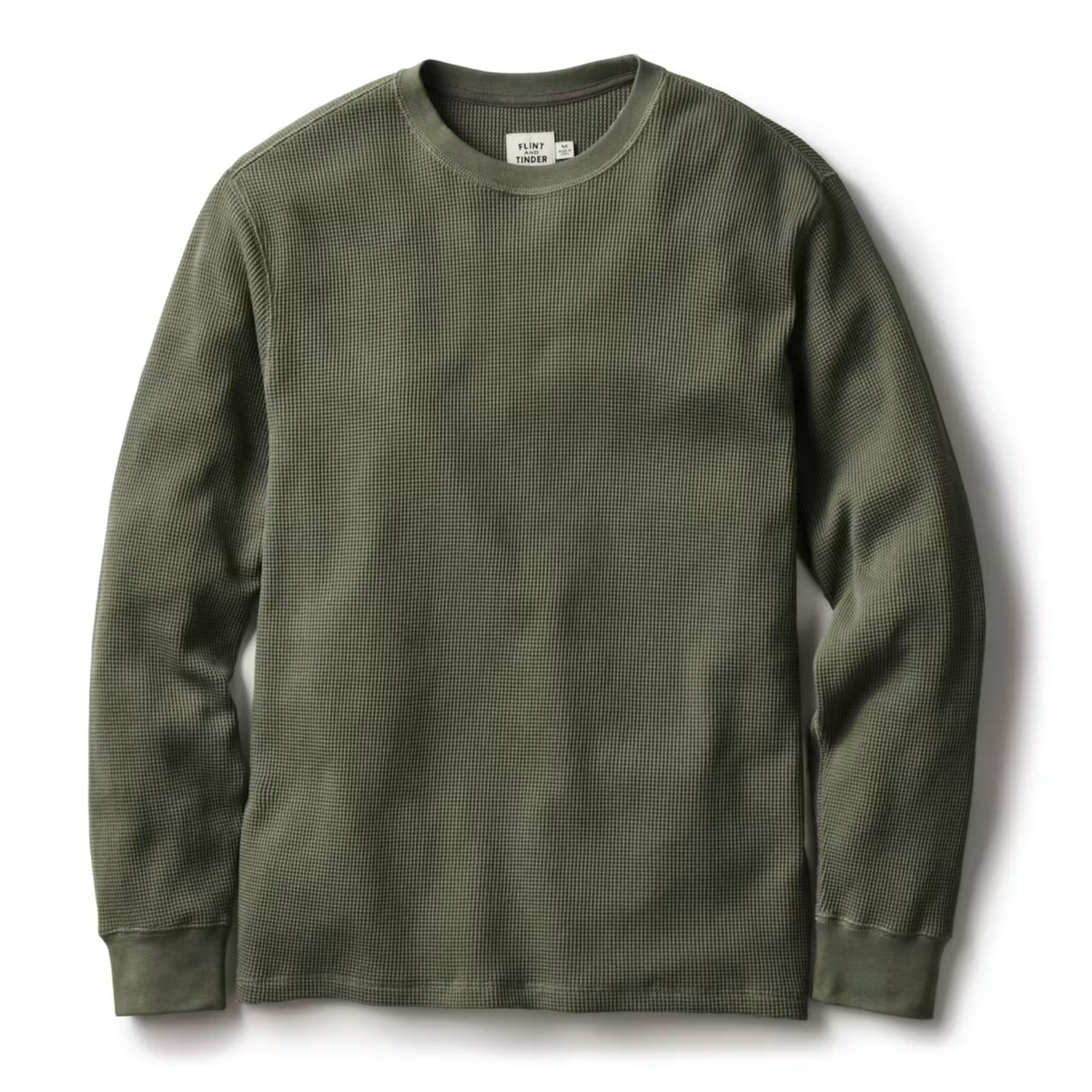 Flint and Tinder Mens Waffle Thermal Crewneck-Clover