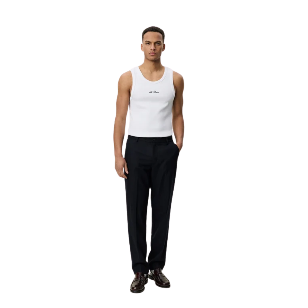 Les Deux Mens Wool Reg Suit Pants-Dark Navy