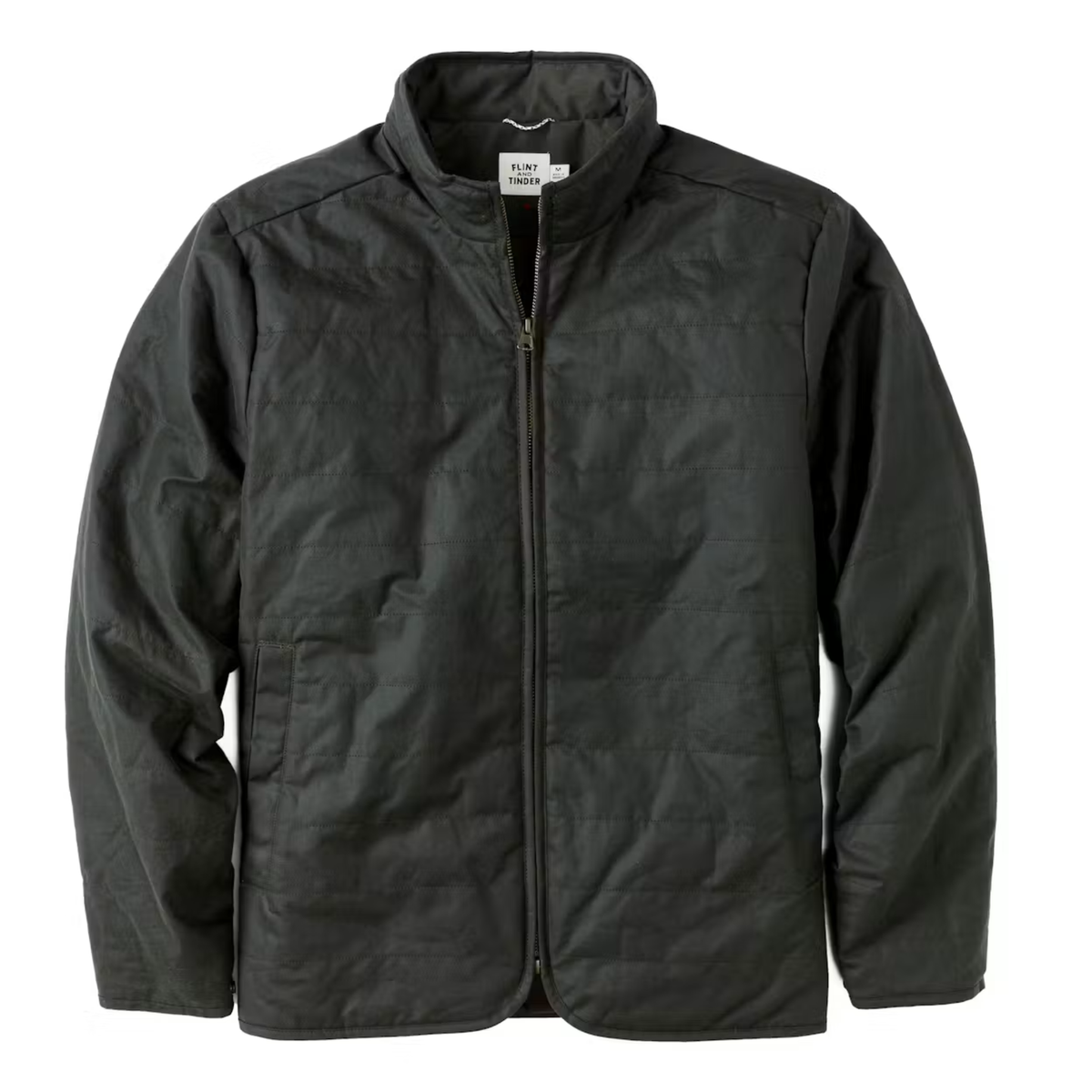 Flint and Tinder Mens York Quilted Wax Jacket-Dark Olive