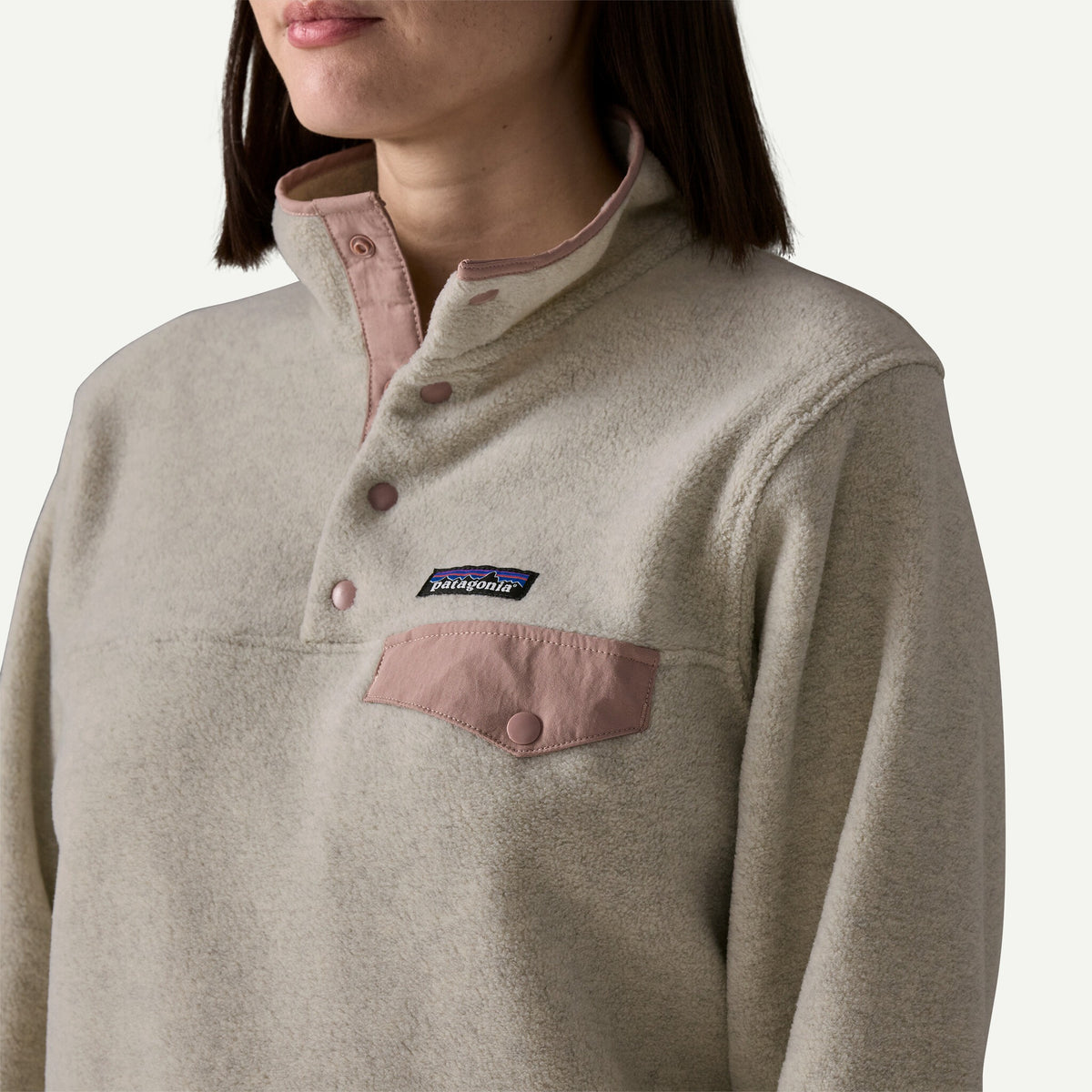 Patagonia PATAGONIA Womens LW Synch Snap-T Pull Over - OLMT_Oatmeal Heather w/Moonrise Taupe
