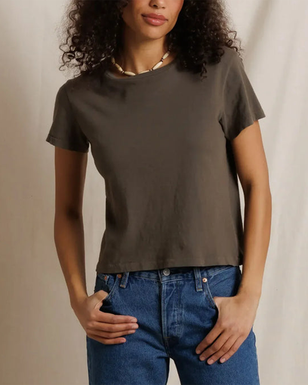 Womens Lisa Recycle Cotton Slim Crew Tee