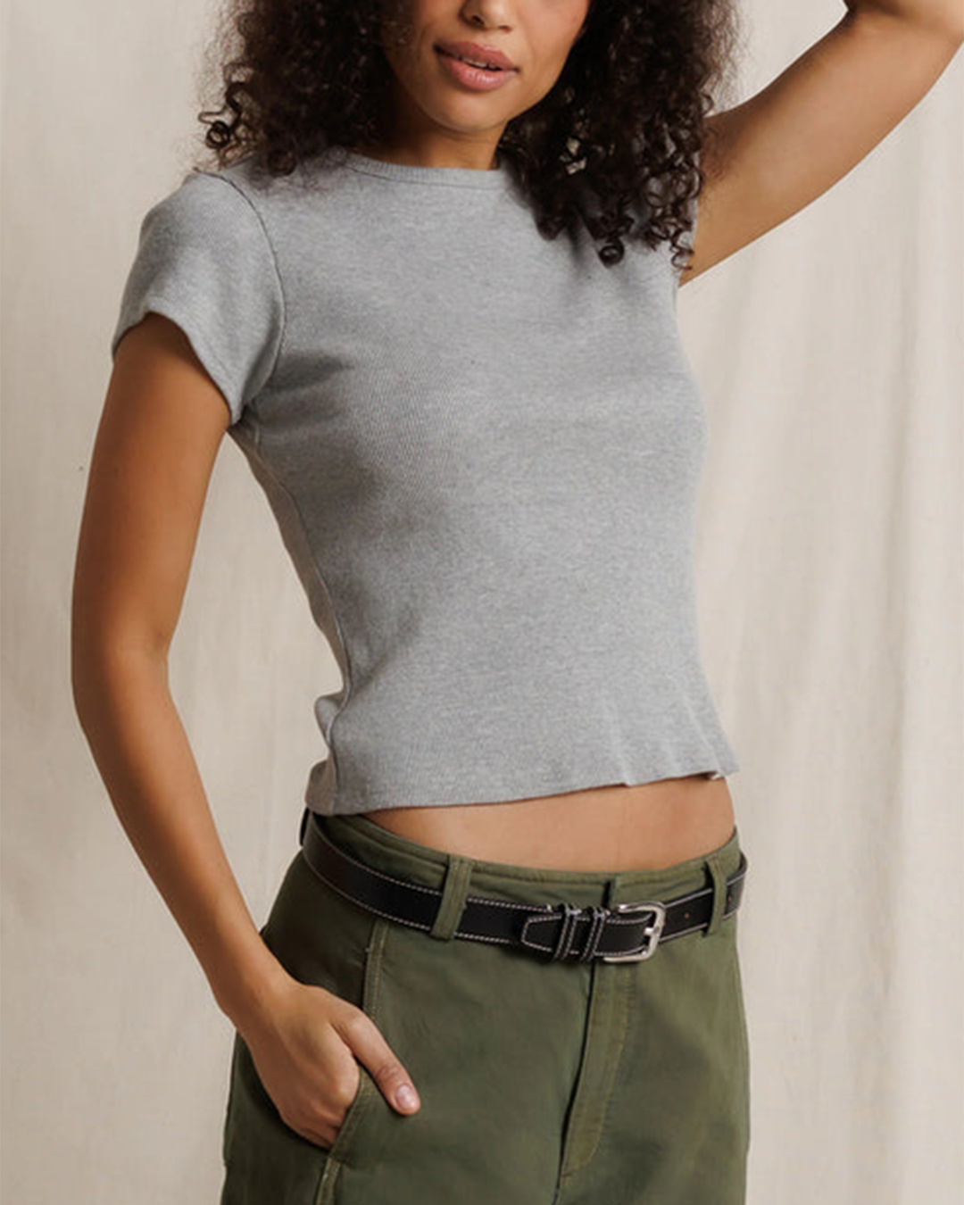 Womens Macy Recycled Cotton Rib Crew Neck Tee