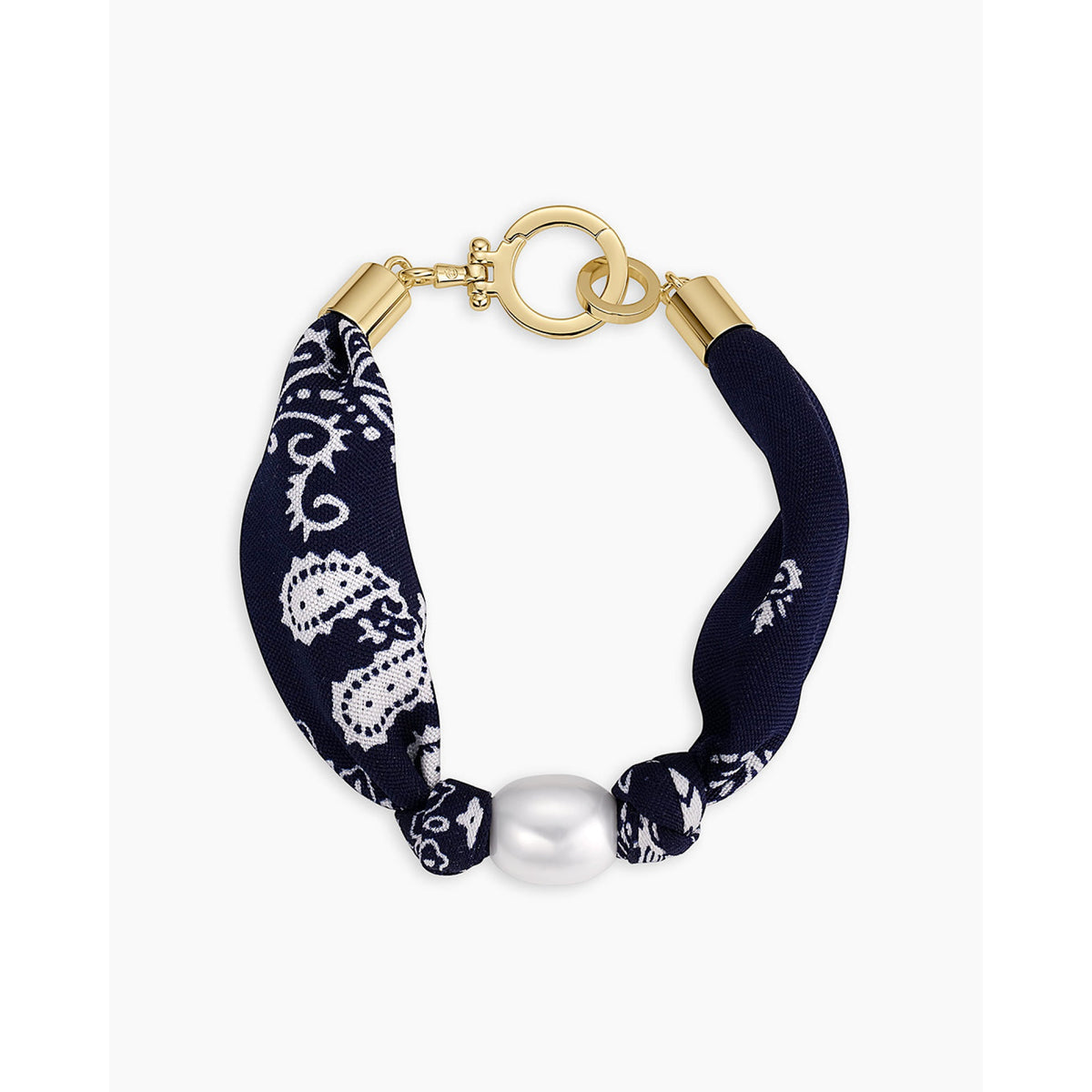 Gorjana Paisley Bandana Pearl Bracelet - Gold / Navy