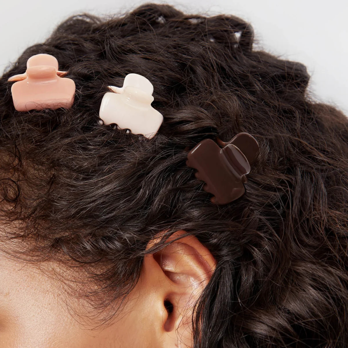 Kitsch Recycled Plastic Mini Cloud Claw Clips 8pc Set  Rosewood-Rosewood