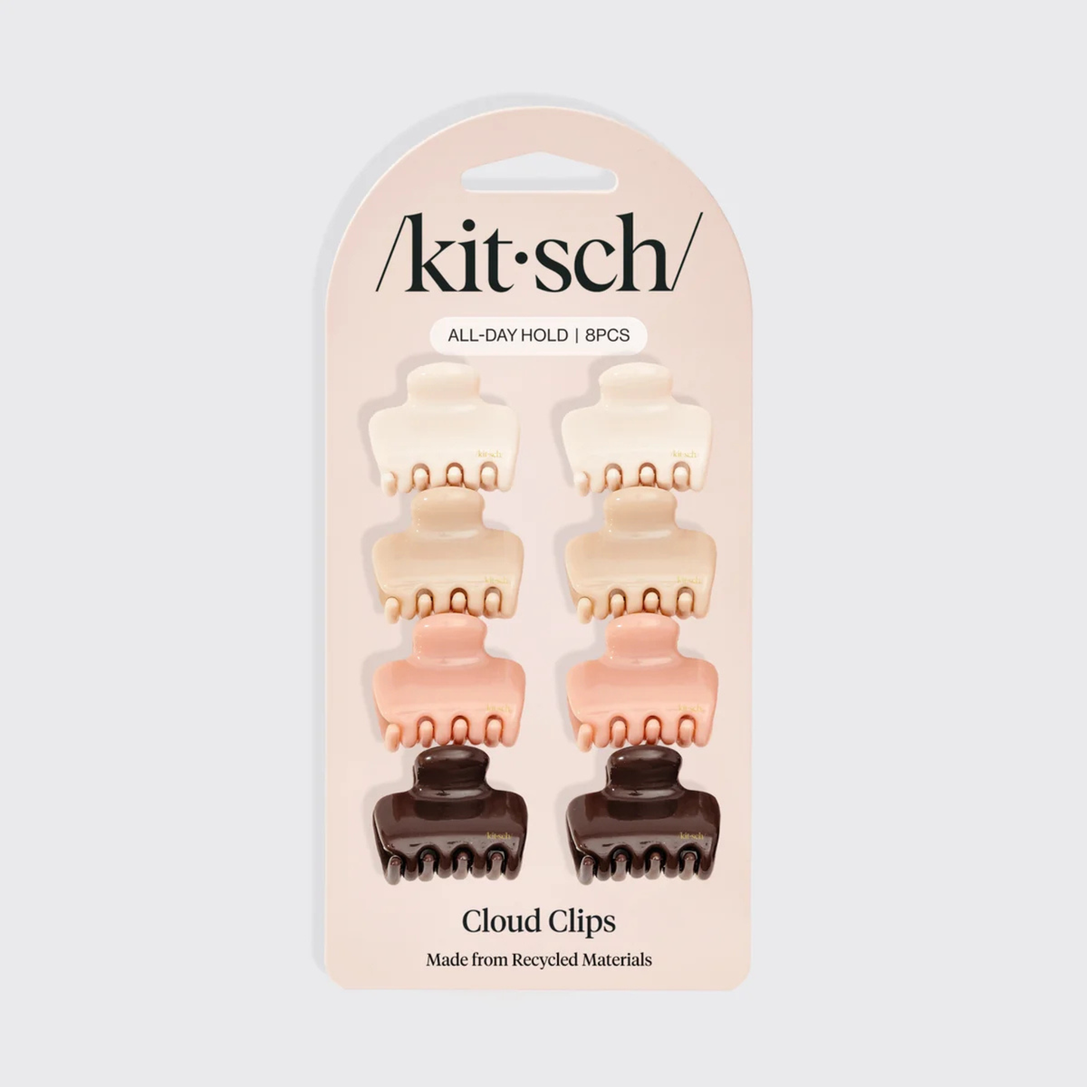 Kitsch Recycled Plastic Mini Cloud Claw Clips 8pc Set  Rosewood-Rosewood