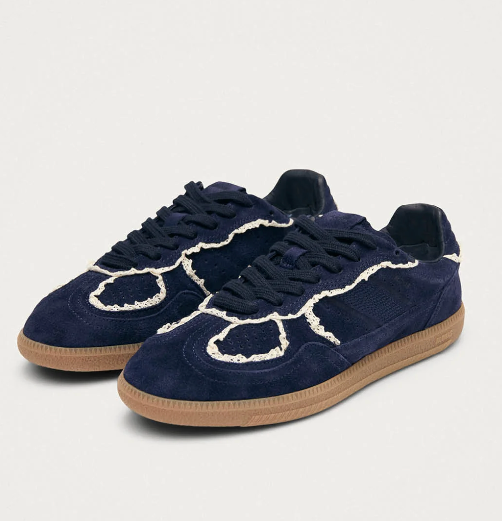 Womens Tb.490 Crochet Navy Leather Sneakers