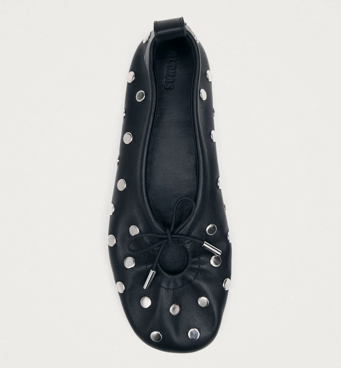 Womens Rosalind All Studs Black Leather Ballet Flats