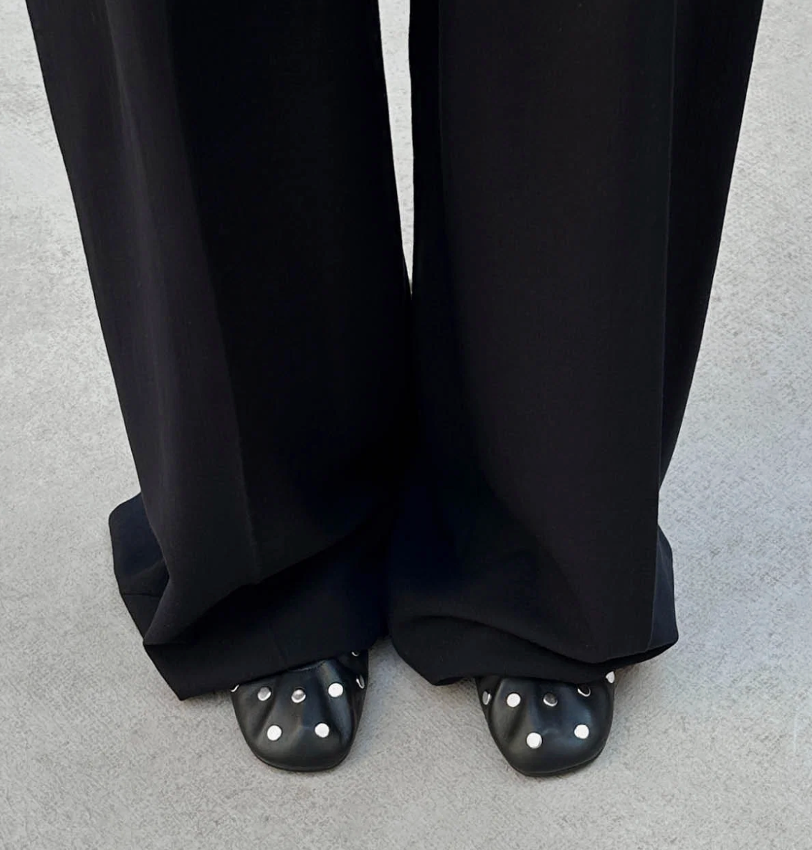 Womens Rosalind All Studs Black Leather Ballet Flats
