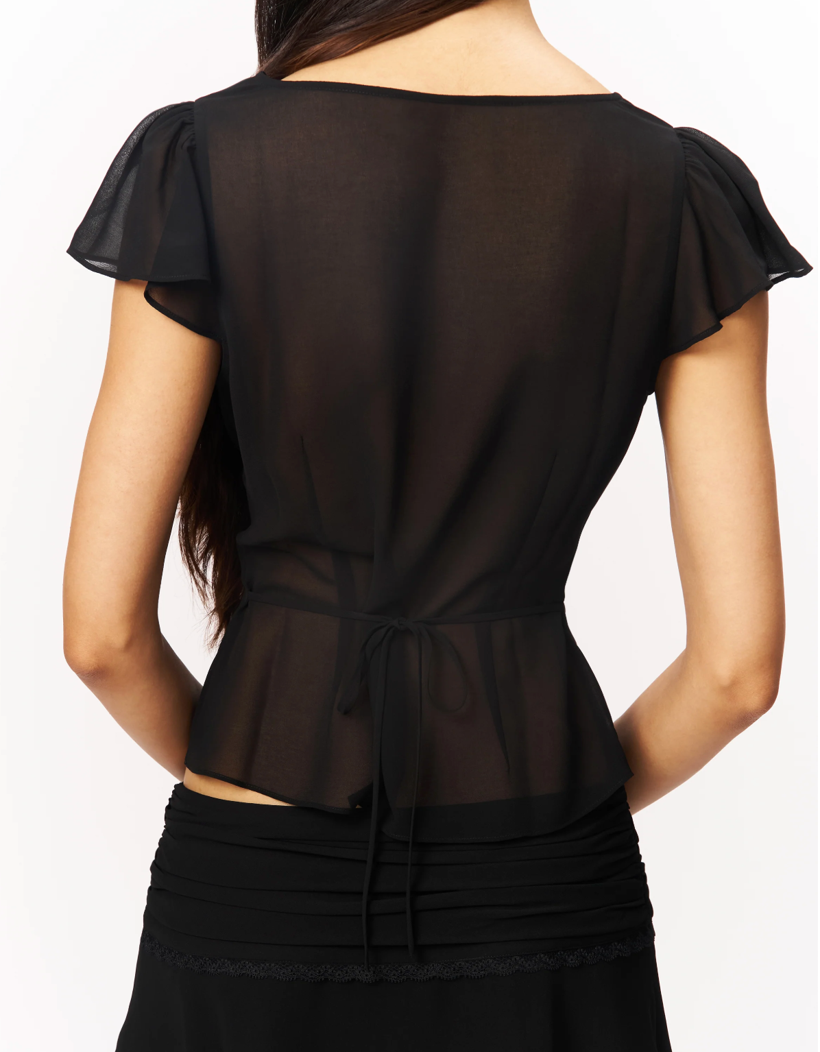 Womens Ara Lace Trim V-Neck Top