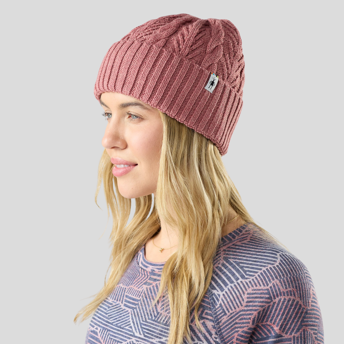 Smartwool Cable Knit Beanie F26-Rosewood Heather