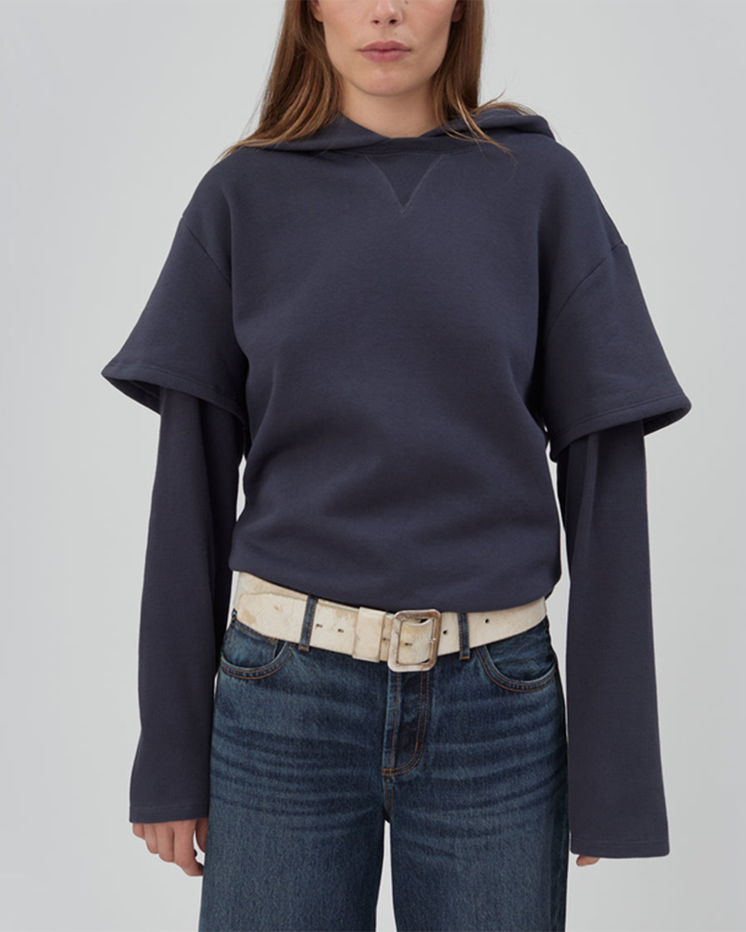 Womens 2Tee Sweatshirt in Navy