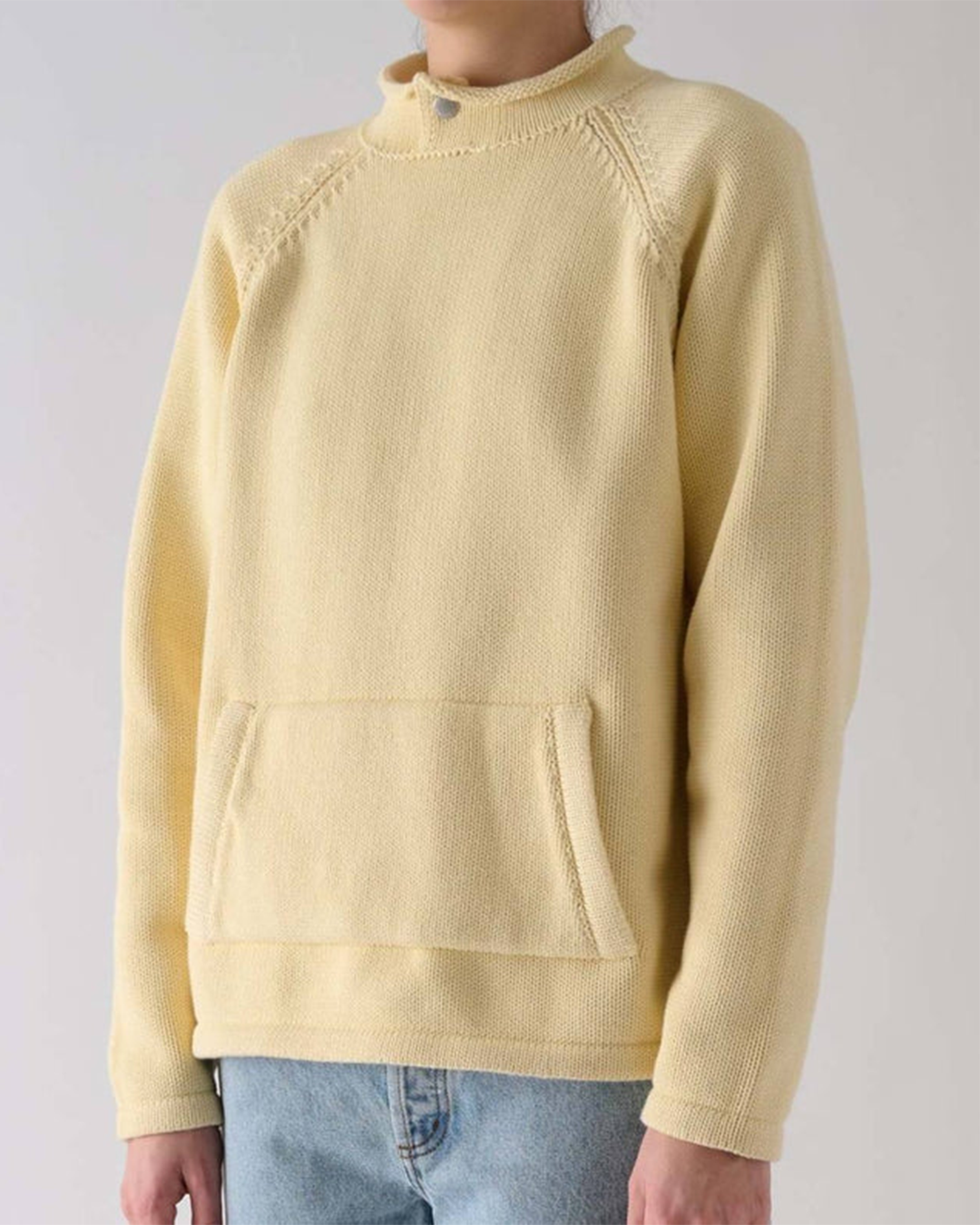 Womens Snap Collar Sweater in Butter