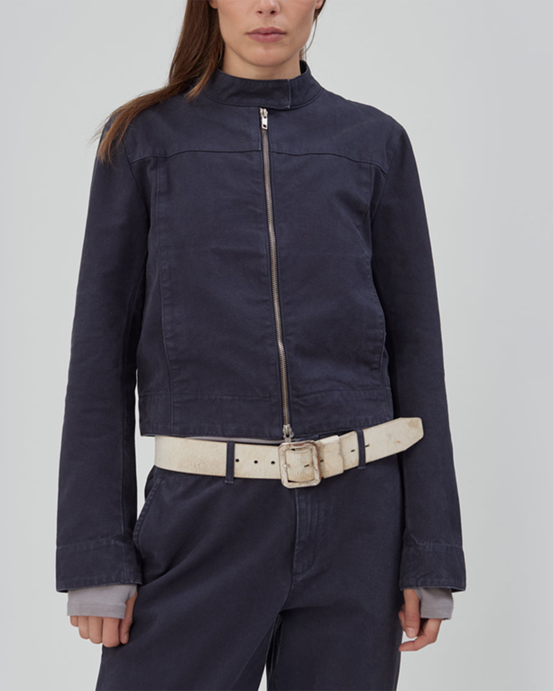 Womens Car Jacket in Navy Canvas