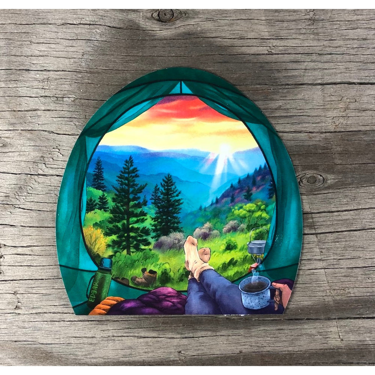 Sticker Art Tent View Mountain Sticker