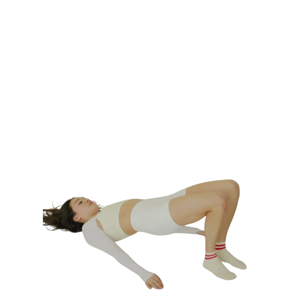 Lucky Honey The Boyfriend Sock in Off-White and Red-Off-White and Red
