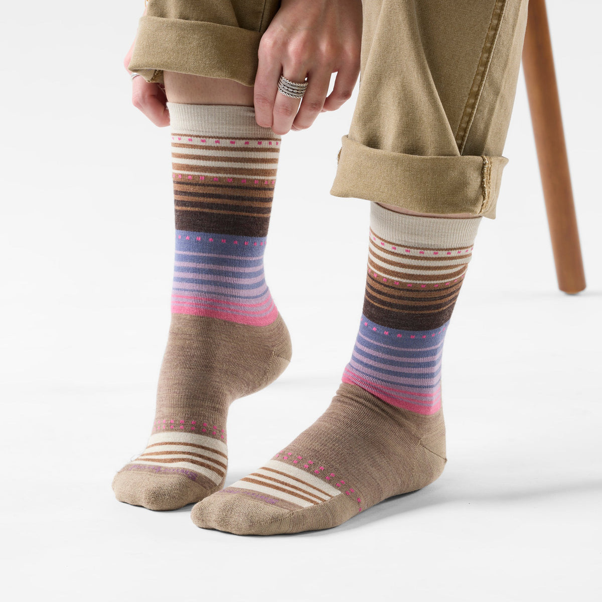 Smartwool Unisex Everyday Stitch Stripe Crew - Fossil-Chestnut