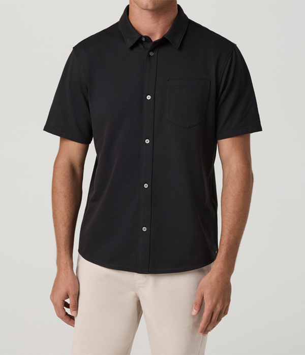 Mens S/S Knit Oxford Button Down